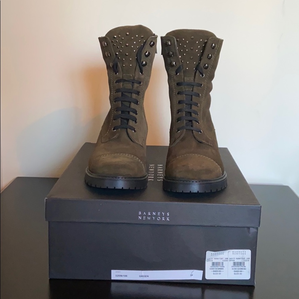 Barneys New York Suede Lace-Up Boots